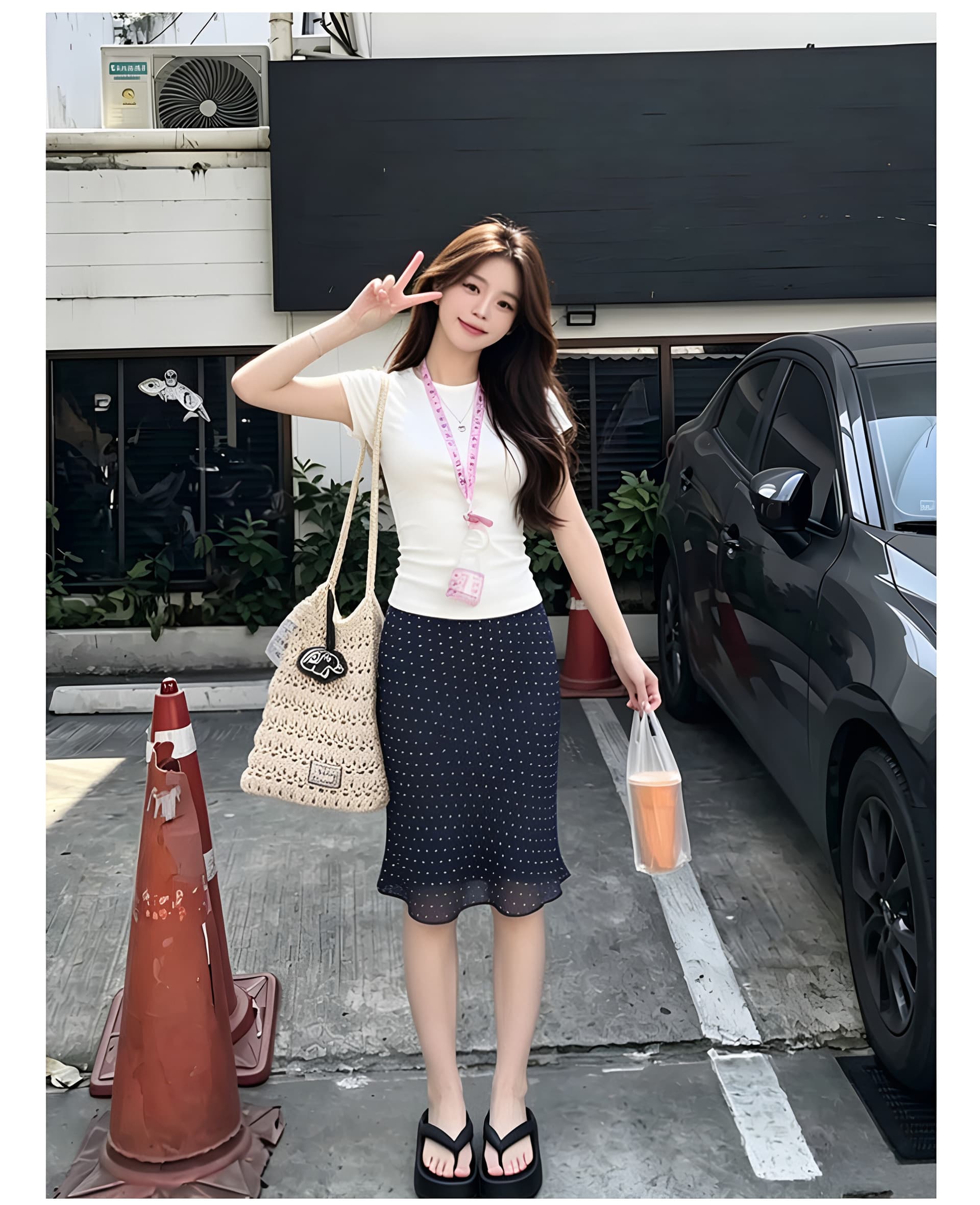 파란색 도트 무늬 반신 스커트 여성 초기 여름 아름다운 자이언트 잘 생긴 작은 세트 한 마디 타이트 스커트 짧은 치마 miu 부서 착용 가져 가라. 상세 이미지 6