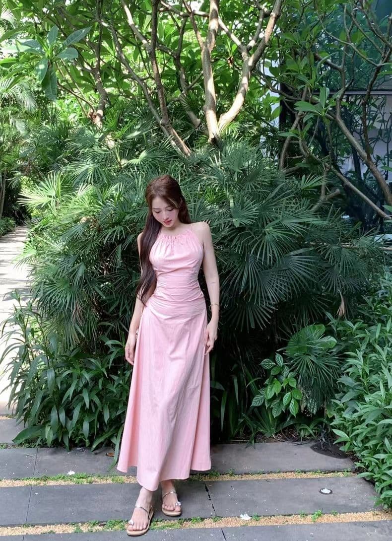순수한 욕망 바람 그는 벤 허리 수축 슬림해 보이는 첫사랑 롱 스커트 슈퍼 요정 해변가 여행 휴가 필수 허리 홀로우 아웃 드레스 이미지 4