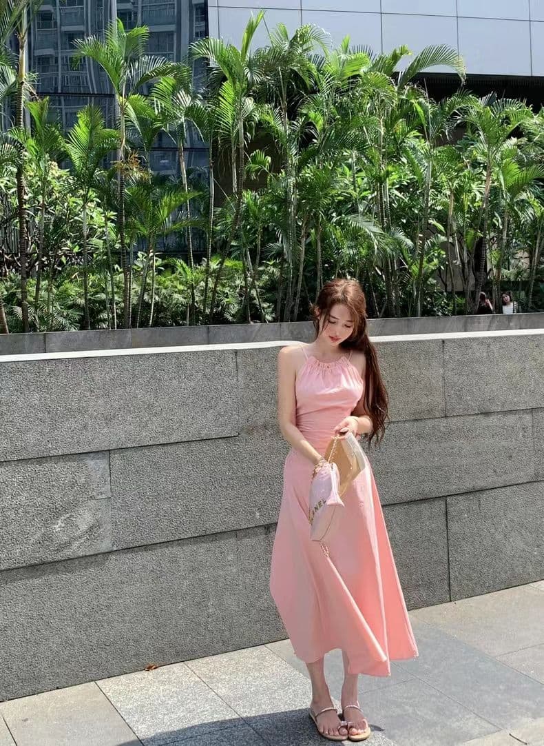 순수한 욕망 바람 그는 벤 허리 수축 슬림해 보이는 첫사랑 롱 스커트 슈퍼 요정 해변가 여행 휴가 필수 허리 홀로우 아웃 드레스 상세 이미지 1