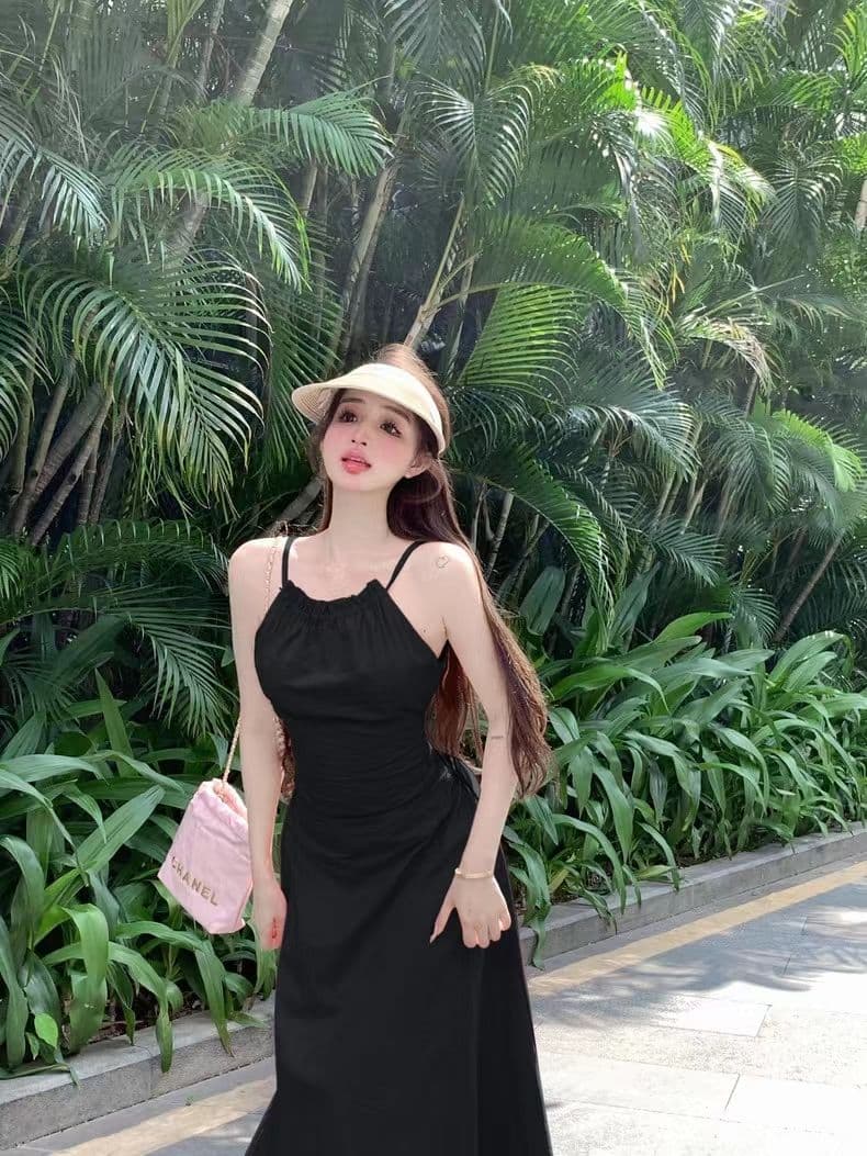 순수한 욕망 바람 그는 벤 허리 수축 슬림해 보이는 첫사랑 롱 스커트 슈퍼 요정 해변가 여행 휴가 필수 허리 홀로우 아웃 드레스 상세 이미지 2