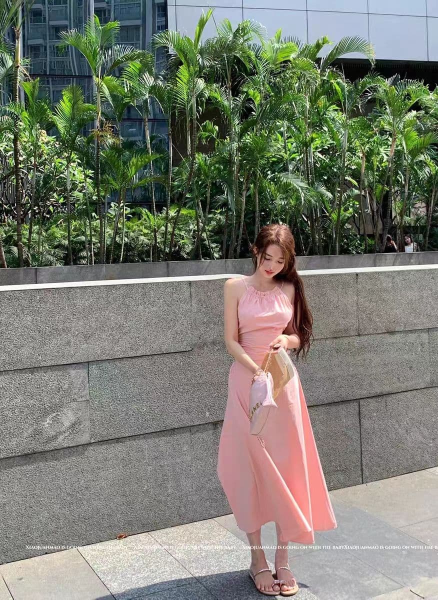 순수한 욕망 바람 그는 벤 허리 수축 슬림해 보이는 첫사랑 롱 스커트 슈퍼 요정 해변가 여행 휴가 필수 허리 홀로우 아웃 드레스 상세 이미지 4