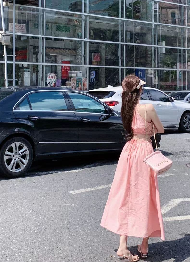 순수한 욕망 바람 그는 벤 허리 수축 슬림해 보이는 첫사랑 롱 스커트 슈퍼 요정 해변가 여행 휴가 필수 허리 홀로우 아웃 드레스 상세 이미지 9