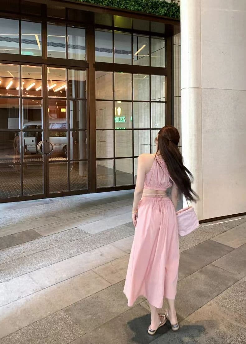 순수한 욕망 바람 그는 벤 허리 수축 슬림해 보이는 첫사랑 롱 스커트 슈퍼 요정 해변가 여행 휴가 필수 허리 홀로우 아웃 드레스 상세 이미지 11