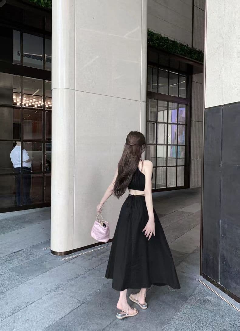 순수한 욕망 바람 그는 벤 허리 수축 슬림해 보이는 첫사랑 롱 스커트 슈퍼 요정 해변가 여행 휴가 필수 허리 홀로우 아웃 드레스 상세 이미지 19