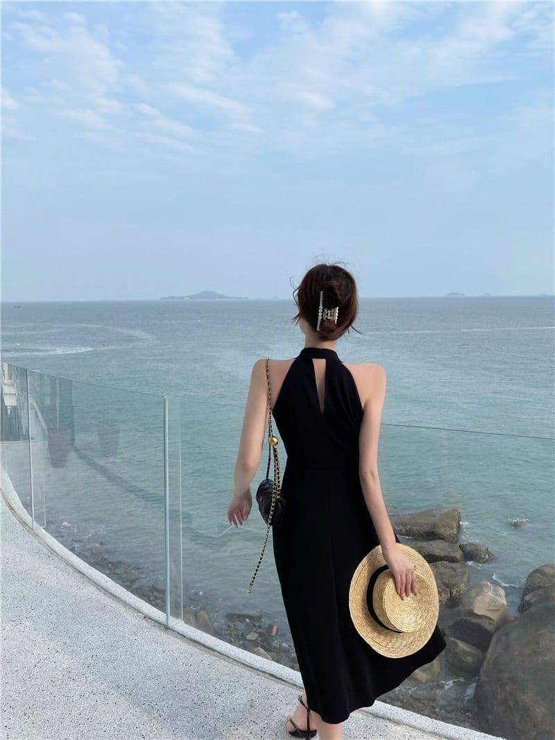 슬립 행침 목 해변가 여행 휴가 옷 해변 드레스 아이들 여름 롱 스커트 삼아 여행 착용 가져 가라. 드레스 이미지 2