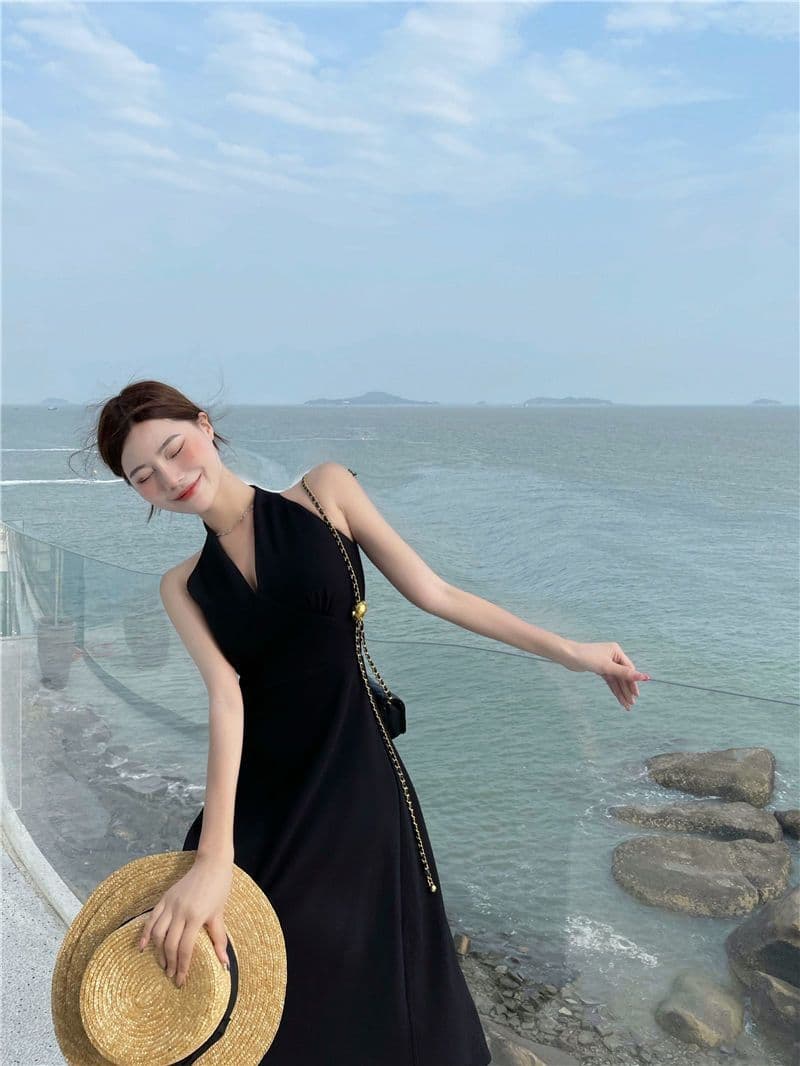 슬립 행침 목 해변가 여행 휴가 옷 해변 드레스 아이들 여름 롱 스커트 삼아 여행 착용 가져 가라. 드레스 상세 이미지 5