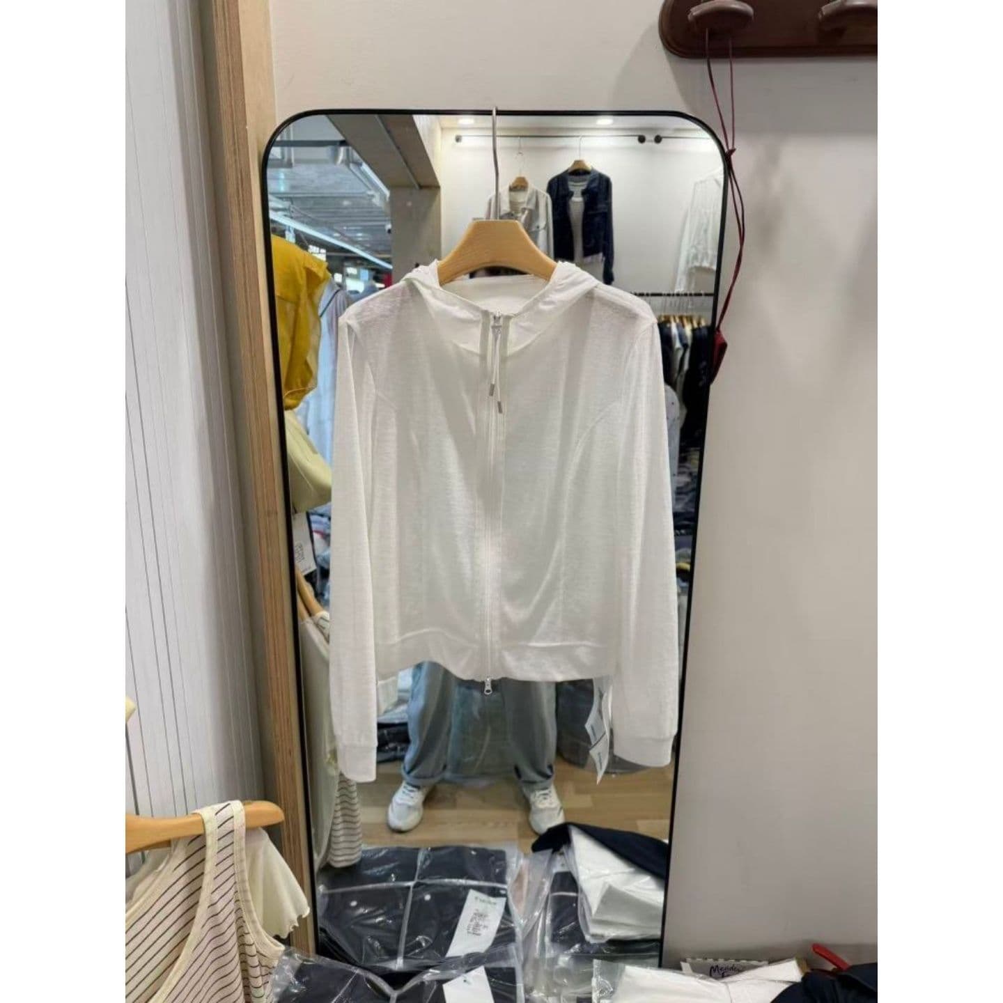 한 부서 느긋한 캐주얼 바람 후드 자외선 차단 의류 루즈핏 여성 코트 이미지 3