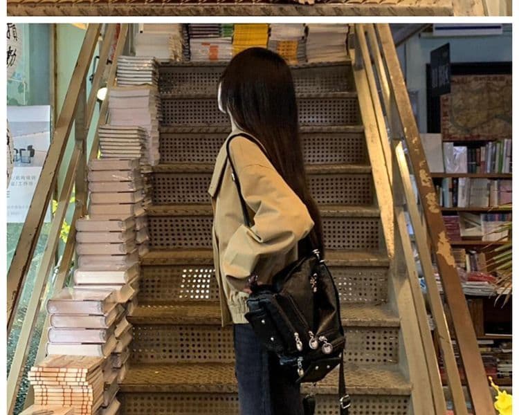 아메리칸 레트로 패치워크 향기로운 워크웨어 쇼트 스타일 야구 재킷 2026 봄 가을 루즈핏 스탠드 칼라 맨위 재킷 여성 상세 이미지 9