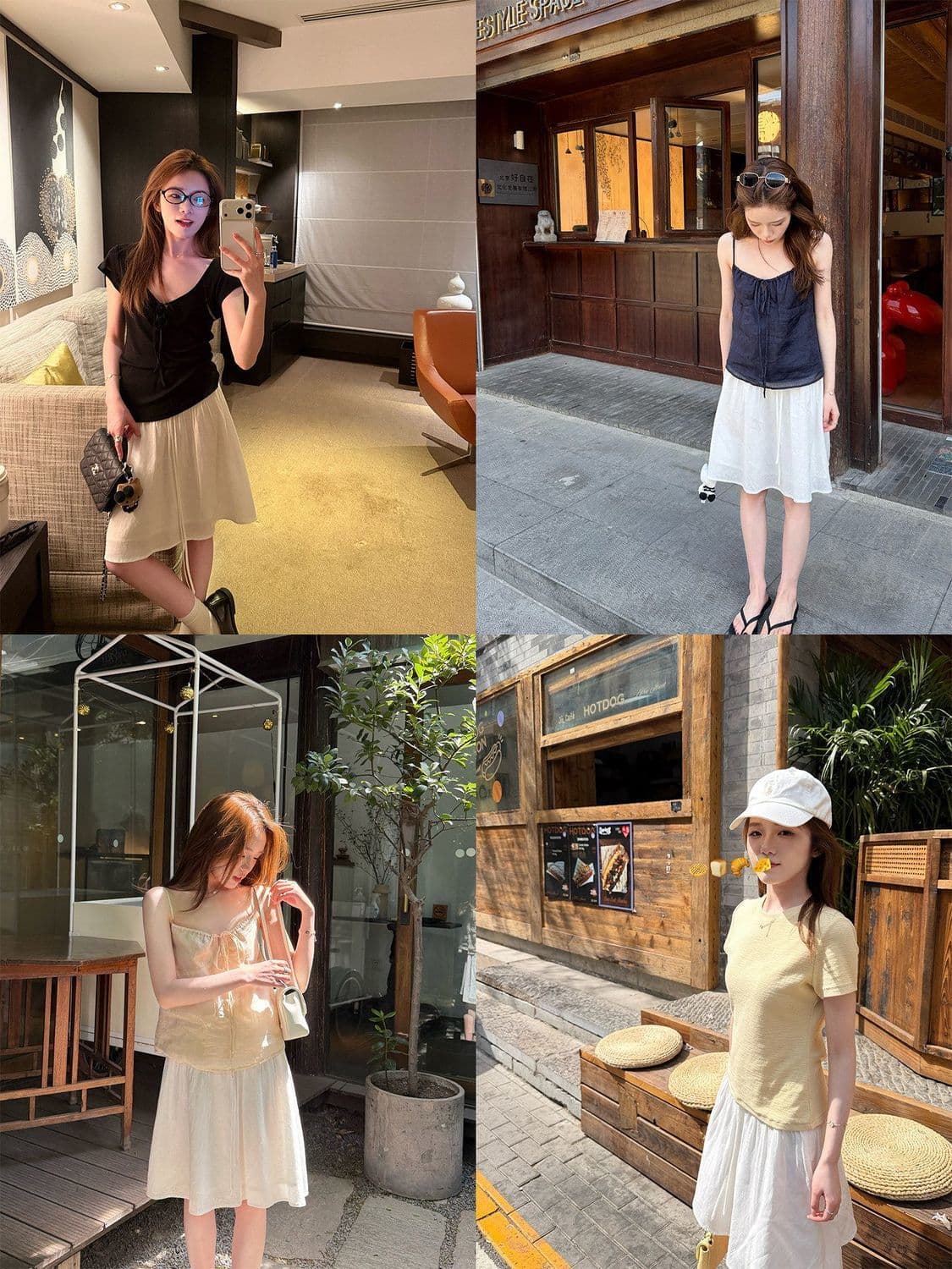 레이스 조각 탑 그램 하프 치마 여성 2026 봄 가을 새로운 반신 스커트 미니멀리즘 품격 화이트 5 점 치마 이미지 2