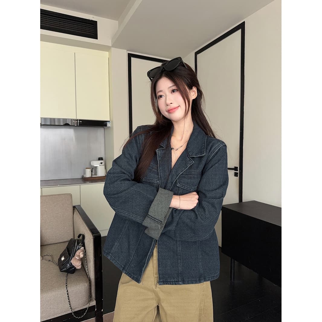 폴로 칼라 주머니 긴팔 마 오래된 카우보이 바깥 세트 여성 의류 2026 새로운 한 부서 레트로 루즈핏 다용도 맨위