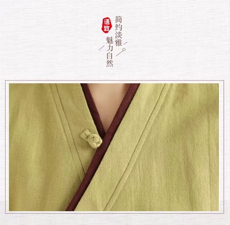 비 실사 레트로 비스듬한 襟 레이스업 개선 한푸 여성 셔츠 봄 루즈핏 젠 차 서비스 면 린넨 맨위 상세 이미지 4