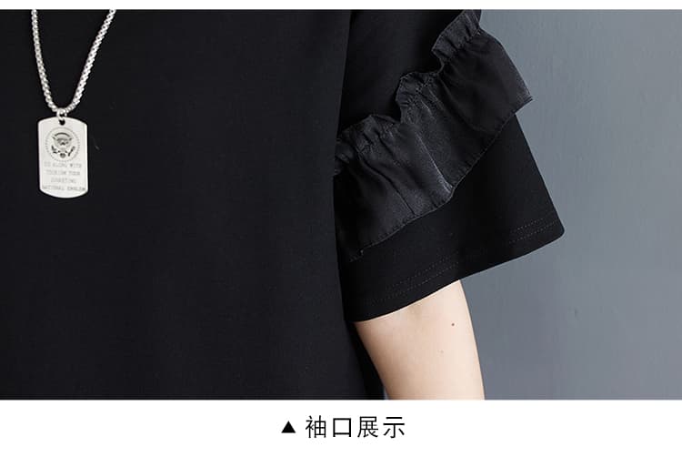 실사 프릴 그는 벤 작은 검은 드레스 빅 사이즈 여성 의류 반팔 티셔츠 치마 아이들 여름 고급 절묘한 드레스 상세 이미지 16