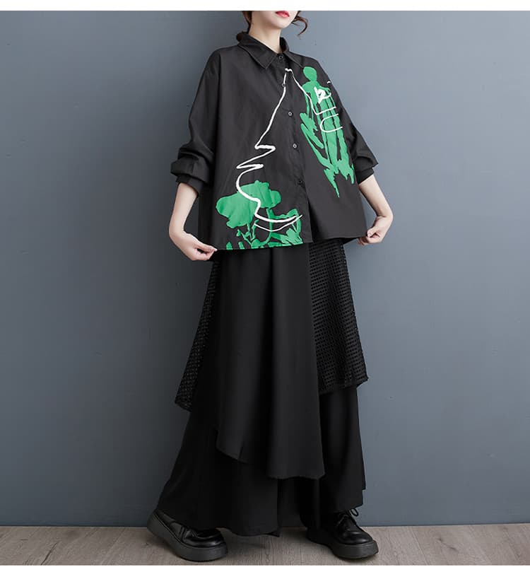 실사 셔츠 여성 새로운 빅 사이즈 패션 루즈핏 슬림해 보이는 다용도 항구 바람 작은 대중 디자인 센스 프린트 셔츠 상세 이미지 19