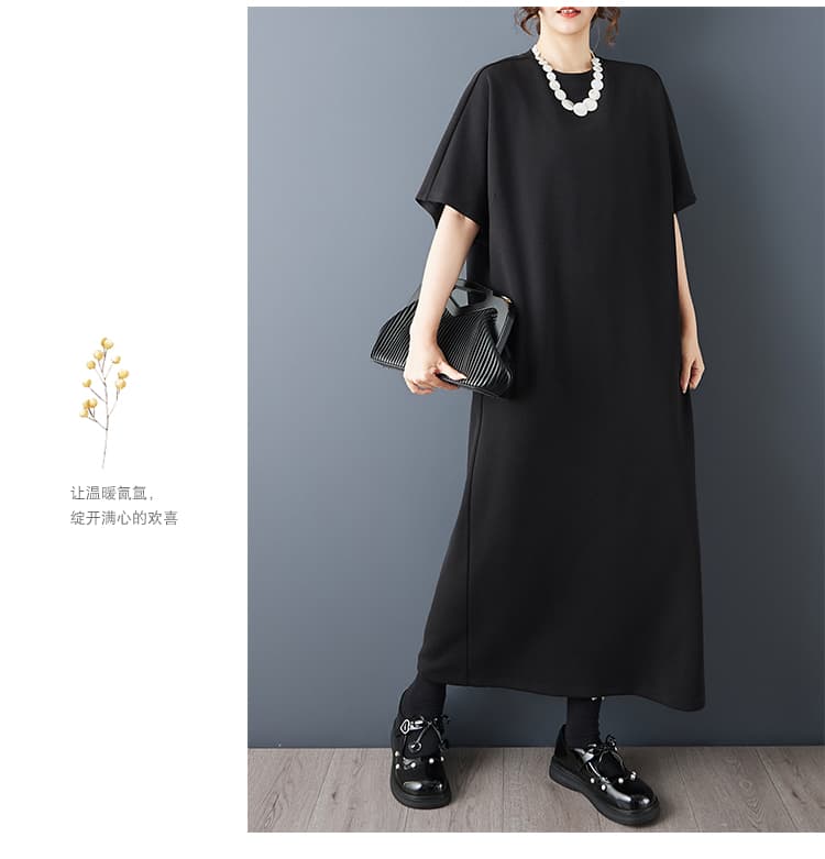 실사 검정색 작은 대중 Chic 드레스 여름 새로운 루즈핏 품격 스트레이트 치마 상세 이미지 12