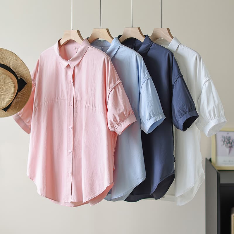 실사 POLO 칼라 순면 반팔 셔츠 여름 새로운 빅 사이즈 루즈핏 외국 가스 유럽 상품 세련된 맨위 셔츠