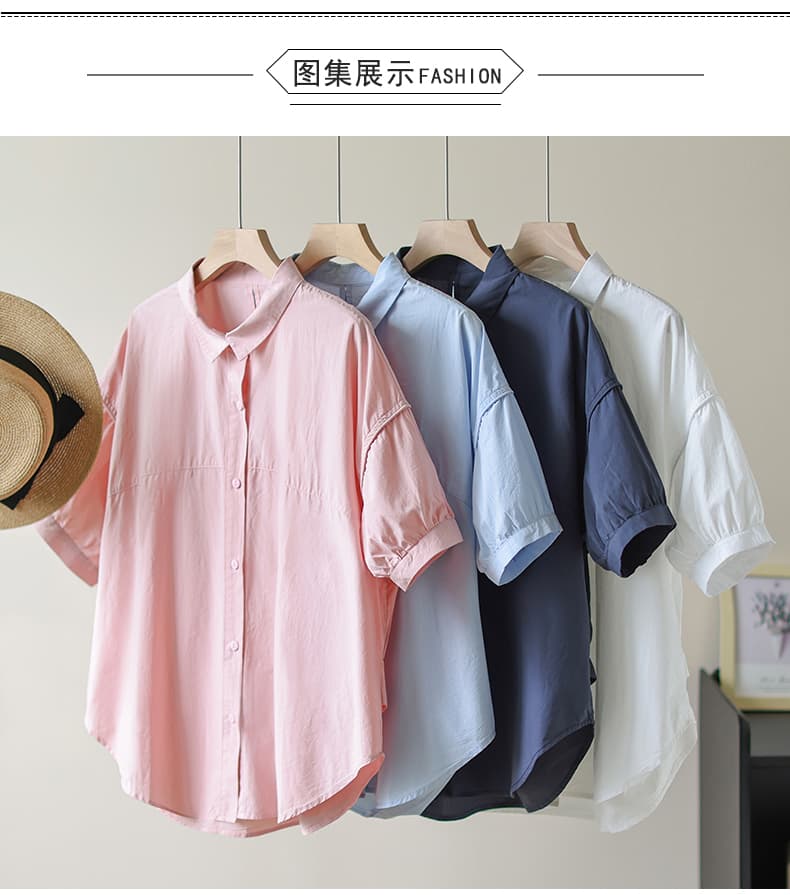 실사 POLO 칼라 순면 반팔 셔츠 여름 새로운 빅 사이즈 루즈핏 외국 가스 유럽 상품 세련된 맨위 셔츠 상세 이미지 10