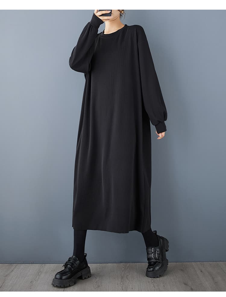 실사 작은 대중 다크 바람 기초 익스트림 제인 드레스 가을 겨울 인사이드 가져 가라. 자이언트 슬림해 보이는 스트레이트 검정색 롱 스커트 상세 이미지 11