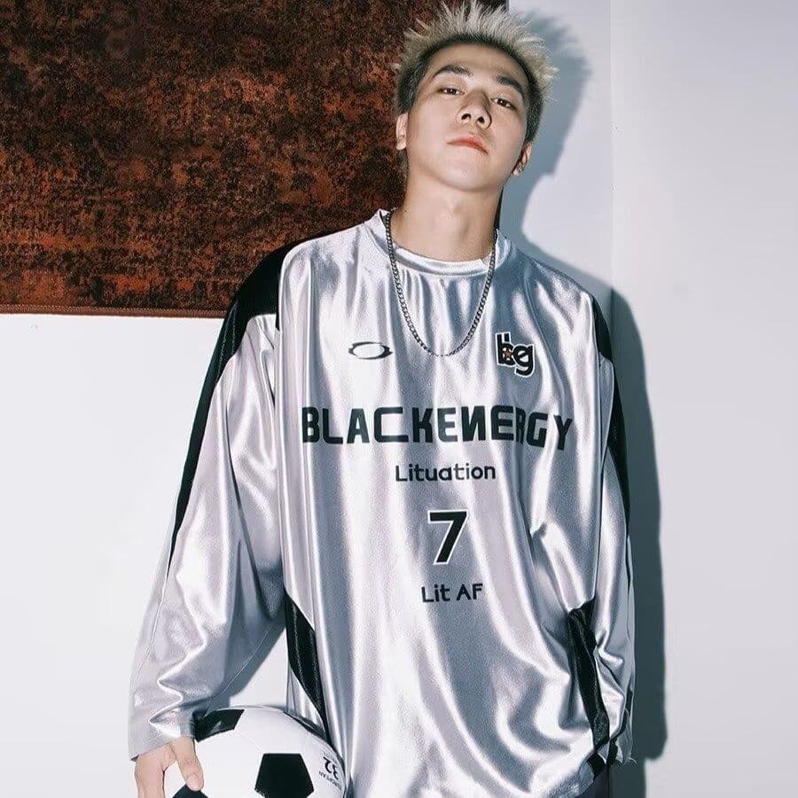 아메리칸 저지 실버 긴팔 티셔츠 남자 패치워크 배색 알파벳 프린트 운동 남자 조수 브랜드 맨위 새로운 ins 이미지 5