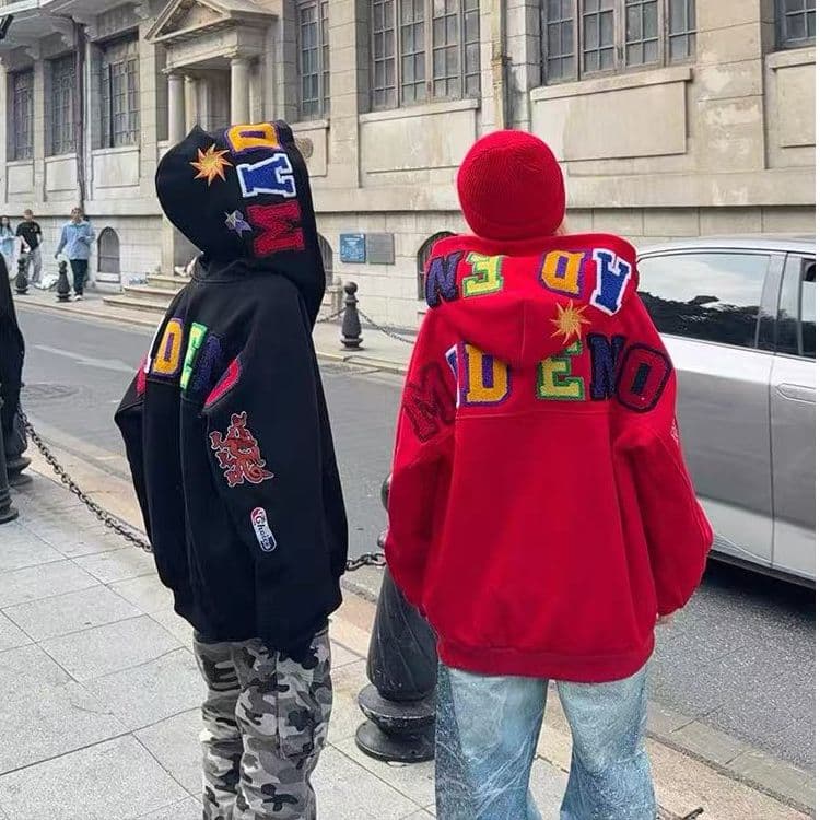 2026 새로운 봄 아메리칸 색상 수건 자수 후드 티 스웨터