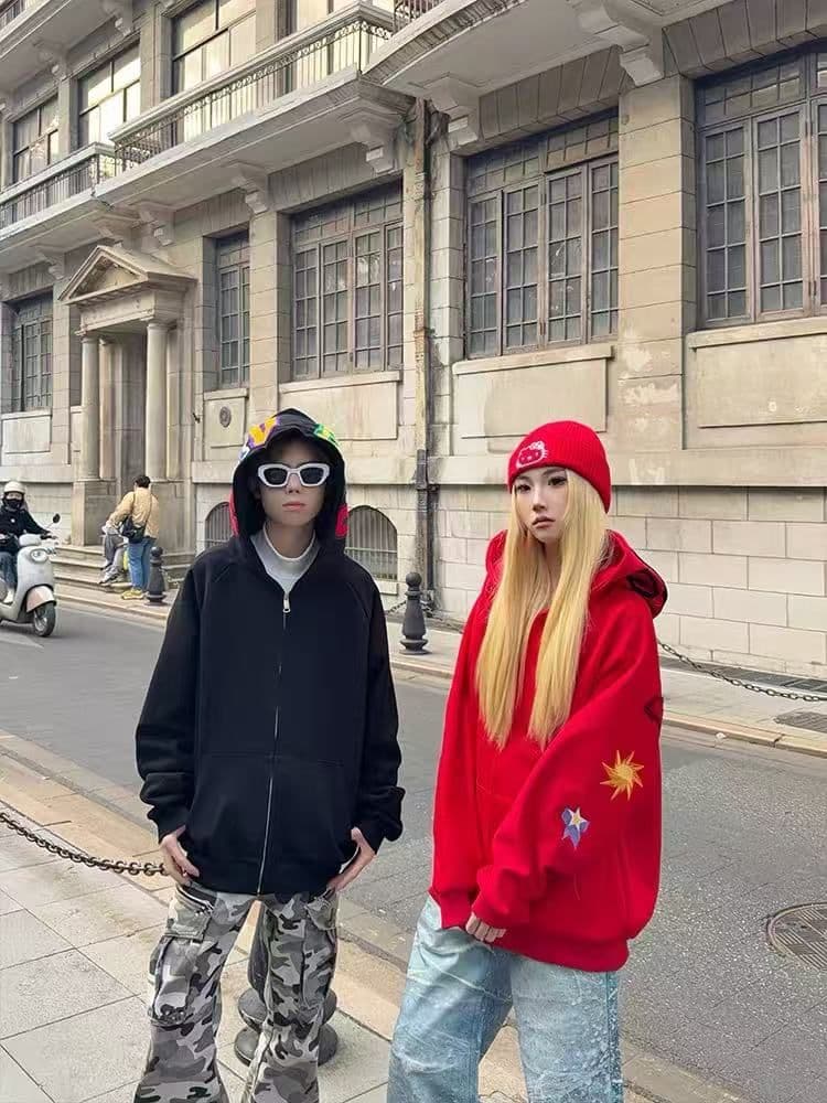 2026 새로운 봄 아메리칸 색상 수건 자수 후드 티 스웨터 상세 이미지 2