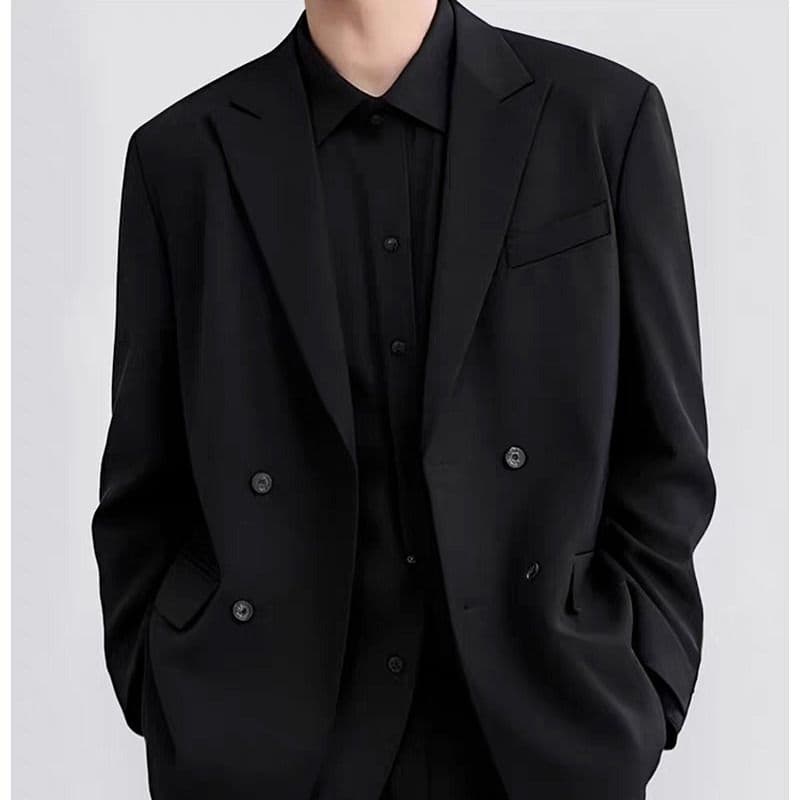 2026 새로운 이중 버튼 정장 남성 정장 봄 캐주얼 비즈니스 블레이저 남성 의류 결혼 예복 한국 스타일 이미지 3