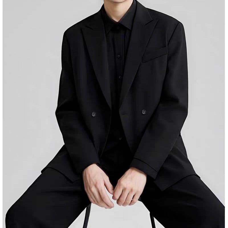 2026 새로운 이중 버튼 정장 남성 정장 봄 캐주얼 비즈니스 블레이저 남성 의류 결혼 예복 한국 스타일 이미지 2