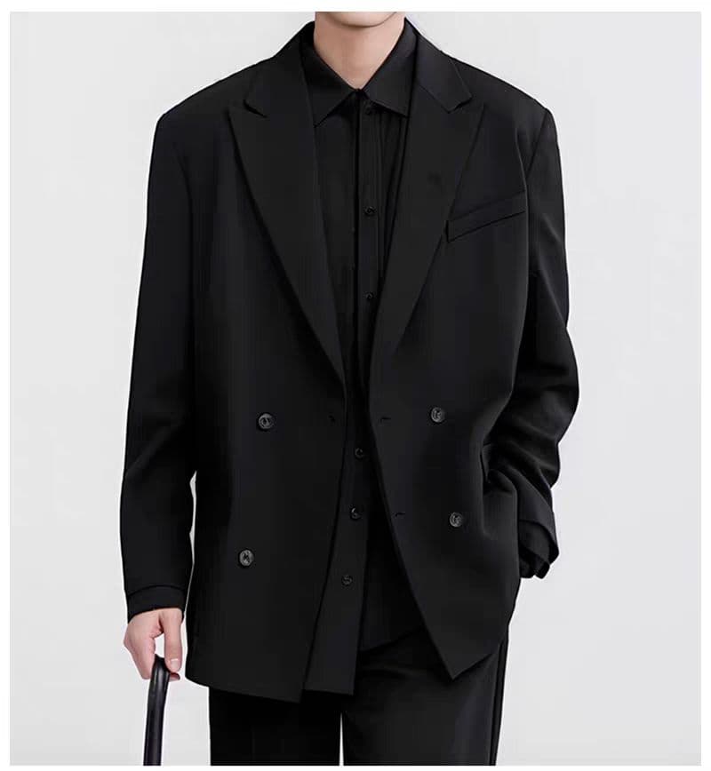 2026 새로운 이중 버튼 정장 남성 정장 봄 캐주얼 비즈니스 블레이저 남성 의류 결혼 예복 한국 스타일 상세 이미지 2