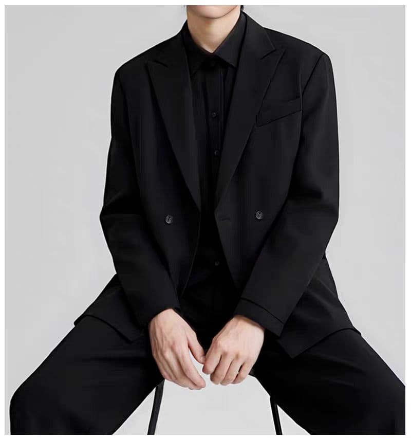 2026 새로운 이중 버튼 정장 남성 정장 봄 캐주얼 비즈니스 블레이저 남성 의류 결혼 예복 한국 스타일 상세 이미지 3