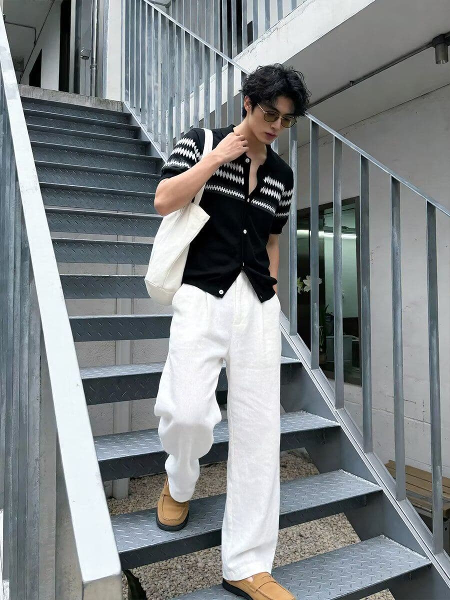 여름 클래식 스트라이프 배색 반팔 POLO 셔츠 남성 폴로 칼라 비즈니스 캐주얼 통기성 니트 카디건 코트 트렌디 상세 이미지 8