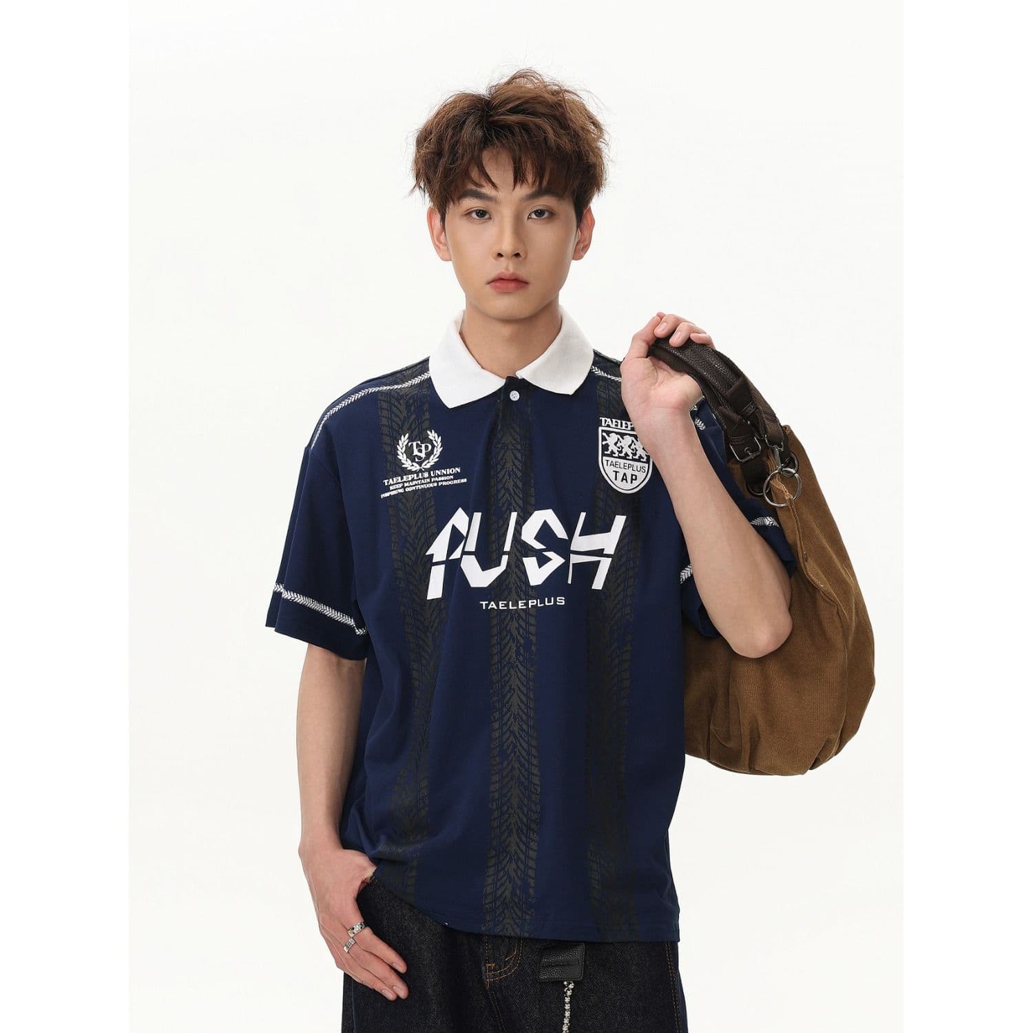 2026 여름 아메리칸 레트로 프린트 저지 차가운 센스 POLO 셔츠 남자 악당 잘 생긴 고급 센스 긍정적 인 어깨 반팔 티셔츠 이미지 5