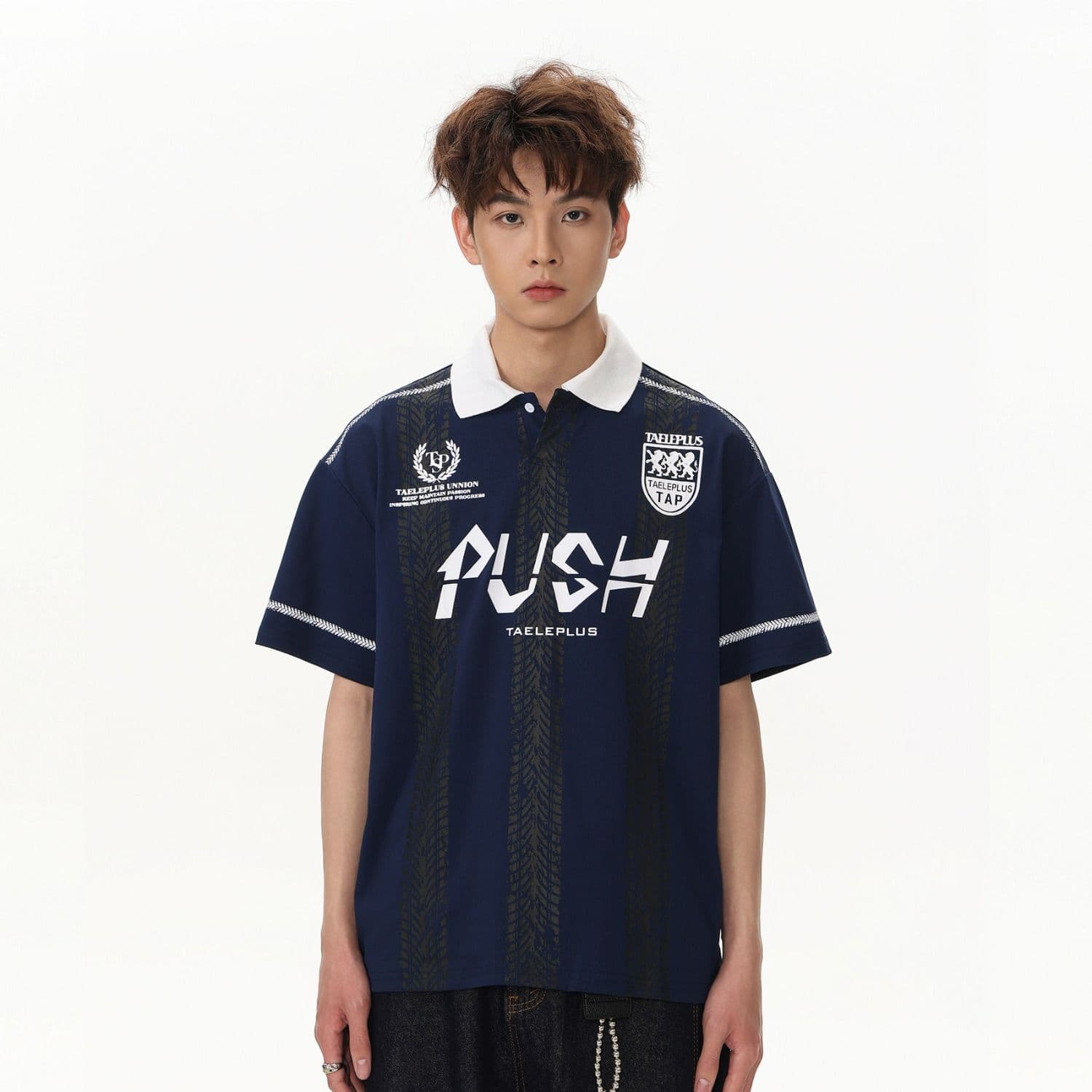 2026 여름 아메리칸 레트로 프린트 저지 차가운 센스 POLO 셔츠 남자 악당 잘 생긴 고급 센스 긍정적 인 어깨 반팔 티셔츠 이미지 4