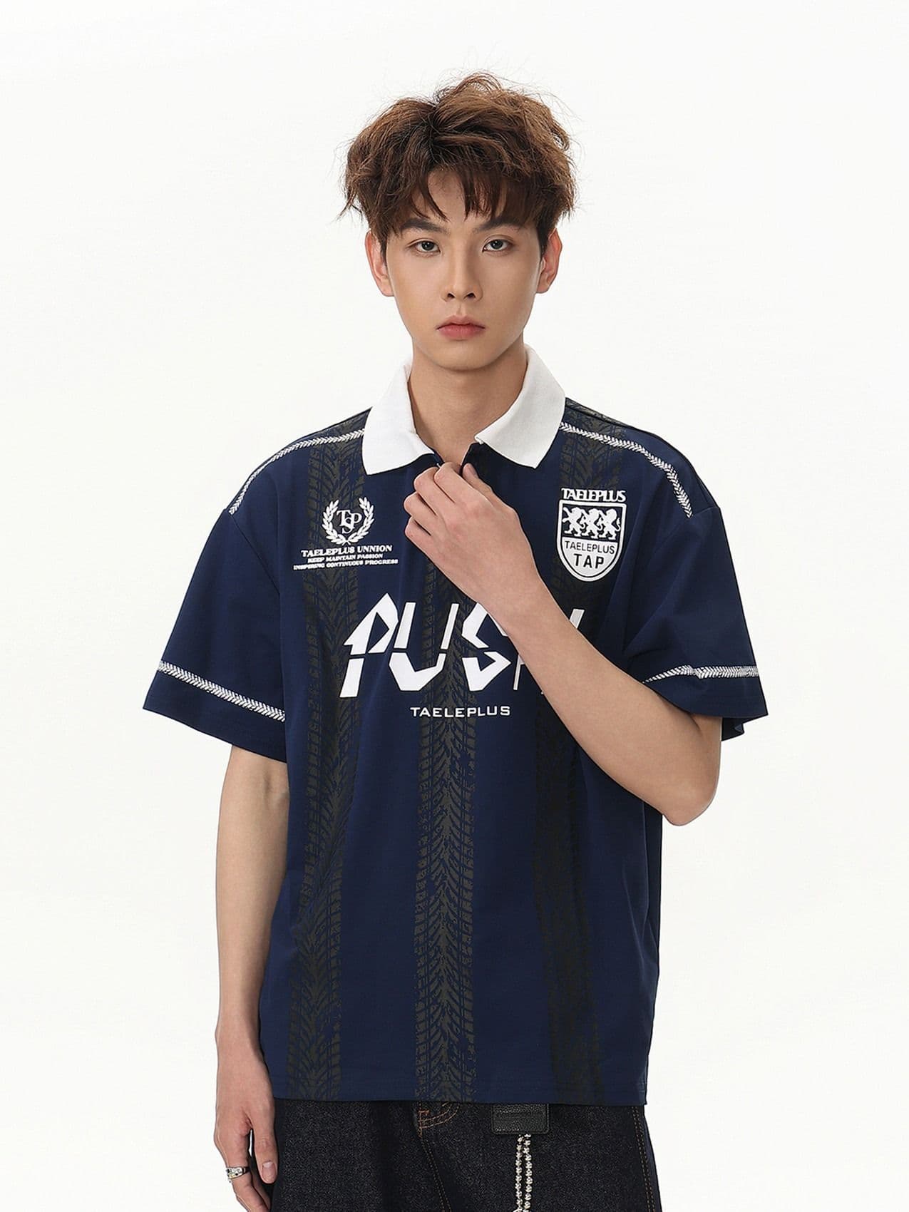 2026 여름 아메리칸 레트로 프린트 저지 차가운 센스 POLO 셔츠 남자 악당 잘 생긴 고급 센스 긍정적 인 어깨 반팔 티셔츠 상세 이미지 3