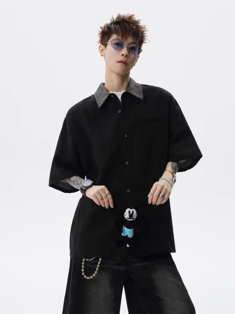 2026 새로운 아메리칸 레트로 체크무늬 반팔 셔츠 남녀 여름 루즈핏 캐주얼 체크무늬 셔츠 반소매 맨위 상세 이미지 14