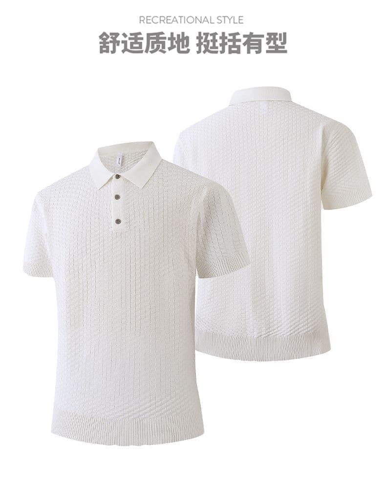 2026 새로운 반팔 여름 POLO 칼라 반팔 티셔츠 남자 아메리칸 레트로 cleanfit 폴로 칼라 니트 스웨터 맨위 상세 이미지 1