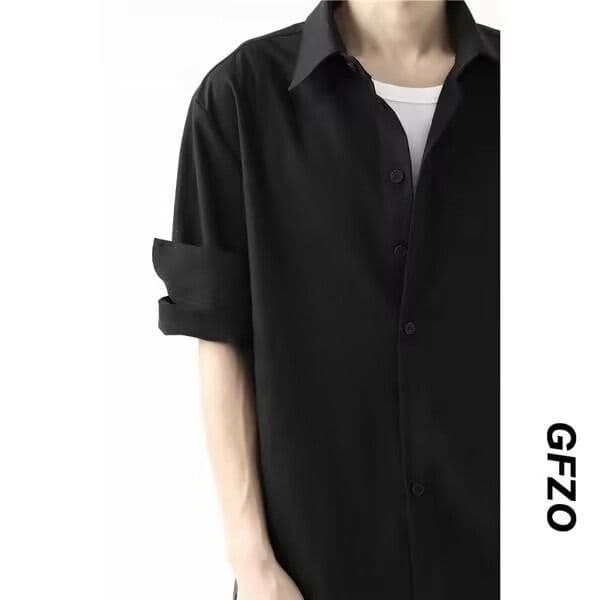 2026 새로운 아마 건방진 녀석 오래된 돈 slim 핏 스타일 롤 슬리브 셔츠 셔츠 남녀 단색 재킷 상세 이미지 2