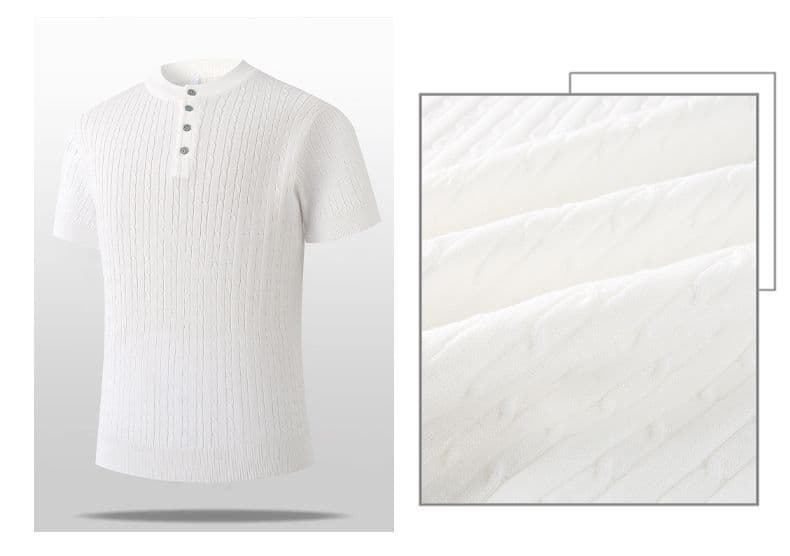 2026 새로운 밝은 회색 색상 헨리 칼라 니트 반팔 남성 여름 고급 센스 POLO 셔츠 티셔츠 cleanfit 상세 이미지 7