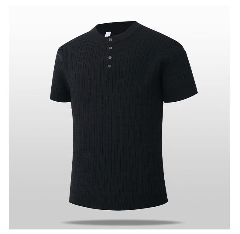 2026 새로운 밝은 회색 색상 헨리 칼라 니트 반팔 남성 여름 고급 센스 POLO 셔츠 티셔츠 cleanfit 상세 이미지 9