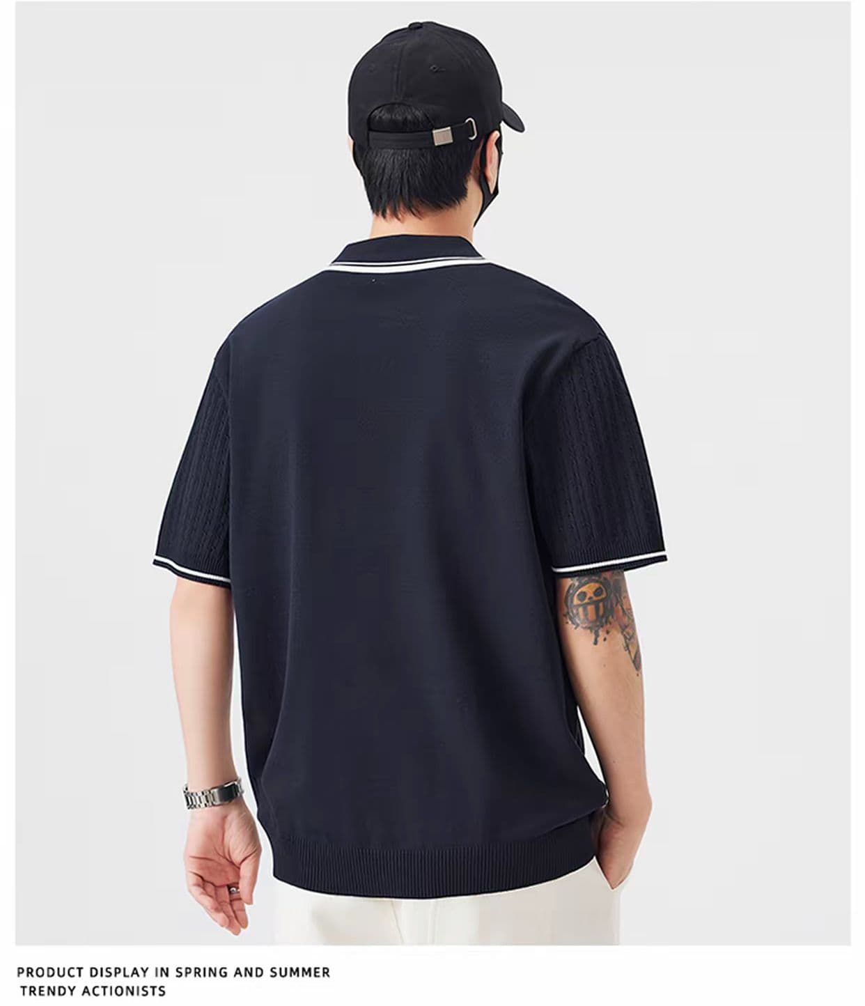 배색 패치워크 폴로 칼라 POLO 셔츠 남성 여름 2026 새로운 니트 반팔 캐주얼 맨위 상세 이미지 16