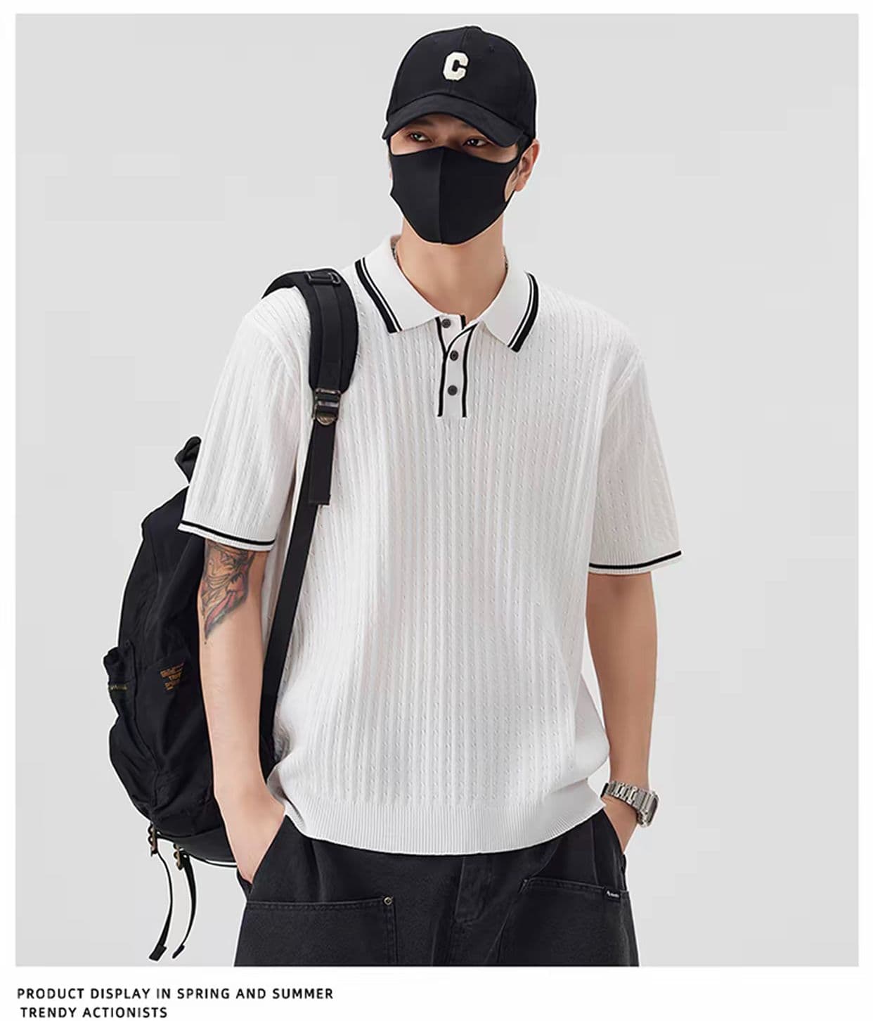 배색 패치워크 폴로 칼라 POLO 셔츠 남성 여름 2026 새로운 니트 반팔 캐주얼 맨위 상세 이미지 18