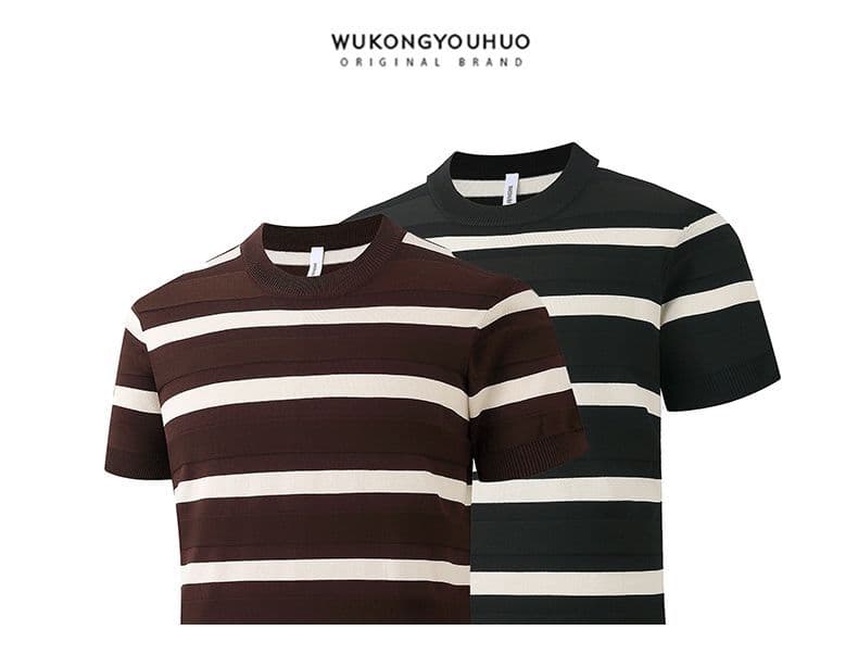 2026 여름 새로운 남성 흑백 줄무늬 POLO 셔츠 여름 착용 가져 가라. 성숙한 꾸준한 남성 의류 배색 반팔 t 상세 이미지 2
