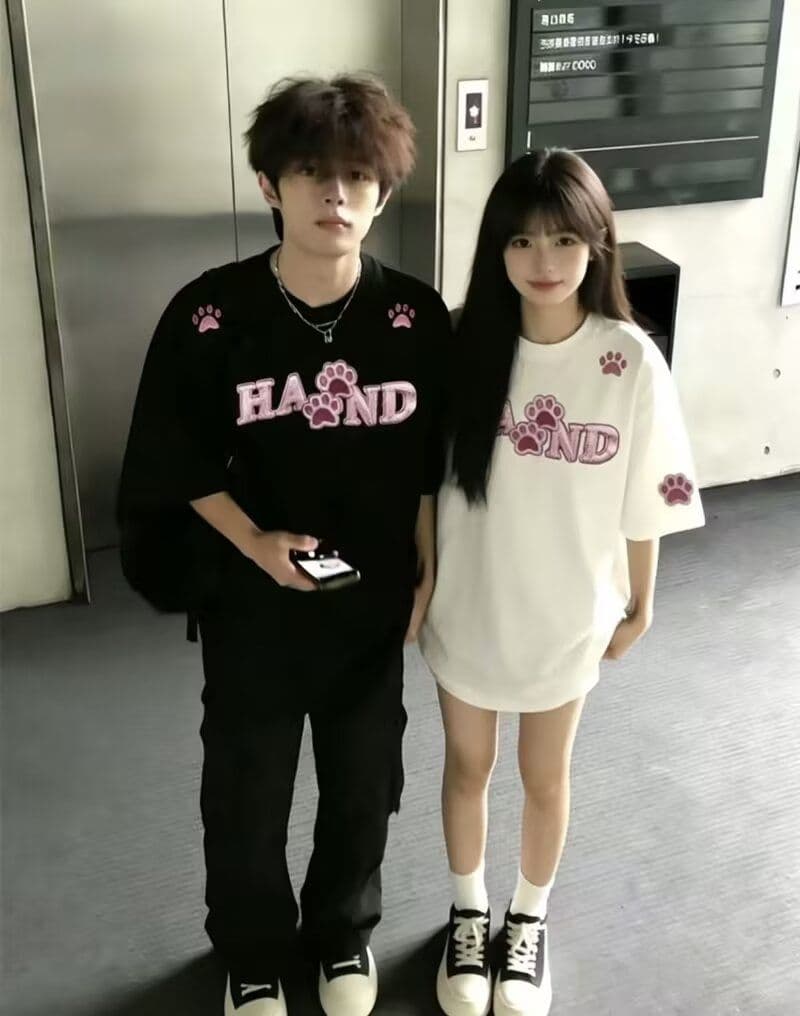 2026 새로운 아메리칸 반팔 티셔츠 여성 루즈핏 순면 자수 티셔츠 커플룩 상세 이미지 8