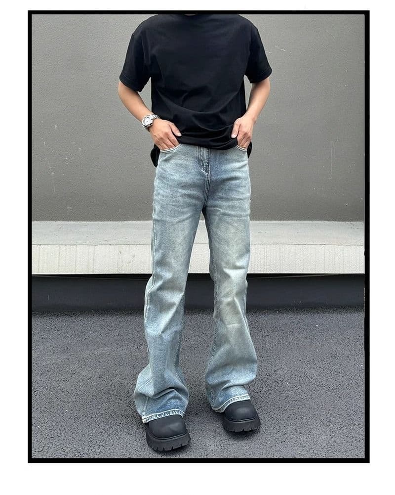 2026 새로운 아메리칸 높음 거리 vibe 워싱 부츠컷 청바지 남자 여름 cleanfit 스트레이트 롱 바지 상세 이미지 2