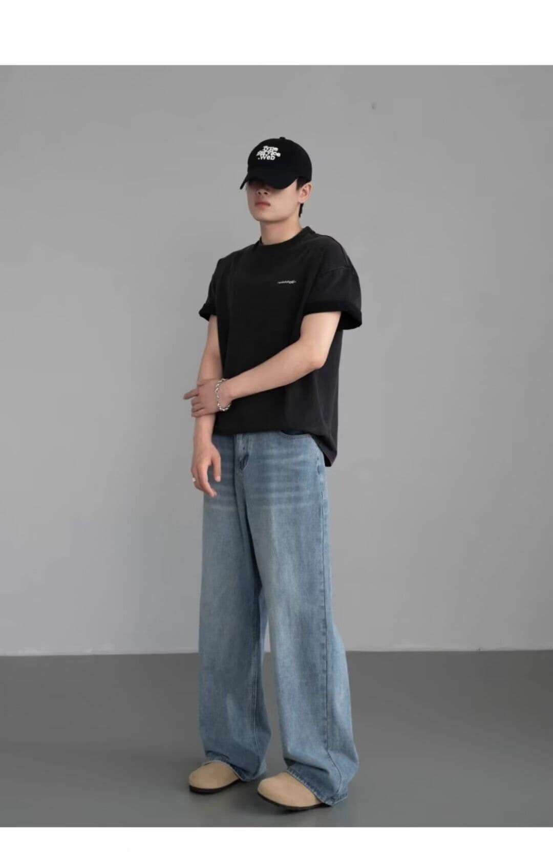 2026 레트로 루즈핏 넓은 다리 청바지 남녀 디자인 센스 봄 여름 새로운 하이웨이스트 슬림해 보이는 바닥 청소 스트레이트 팬츠 트렌디 상세 이미지 12