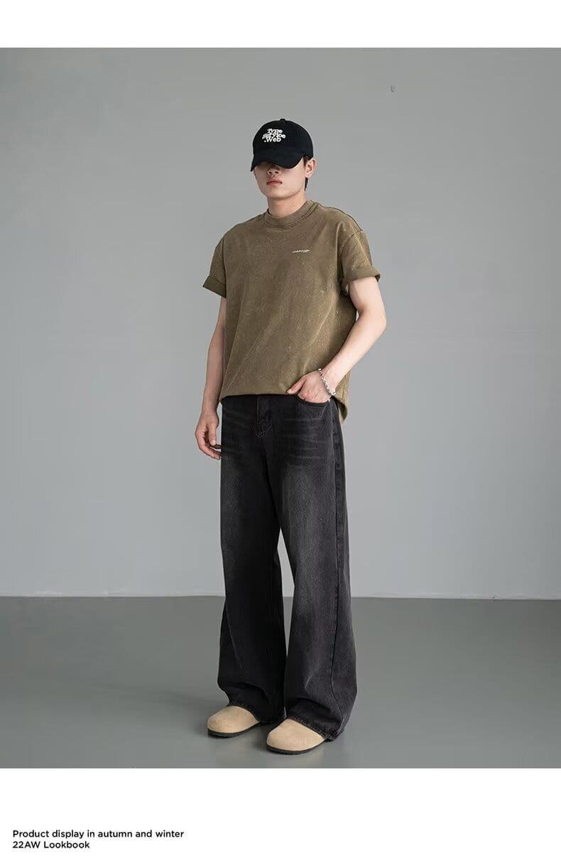 2026 레트로 루즈핏 넓은 다리 청바지 남녀 디자인 센스 봄 여름 새로운 하이웨이스트 슬림해 보이는 바닥 청소 스트레이트 팬츠 트렌디 상세 이미지 16