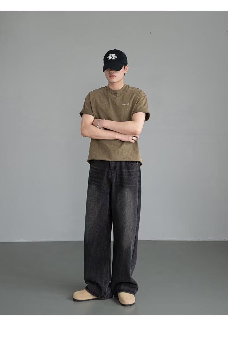 2026 레트로 루즈핏 넓은 다리 청바지 남녀 디자인 센스 봄 여름 새로운 하이웨이스트 슬림해 보이는 바닥 청소 스트레이트 팬츠 트렌디 상세 이미지 18