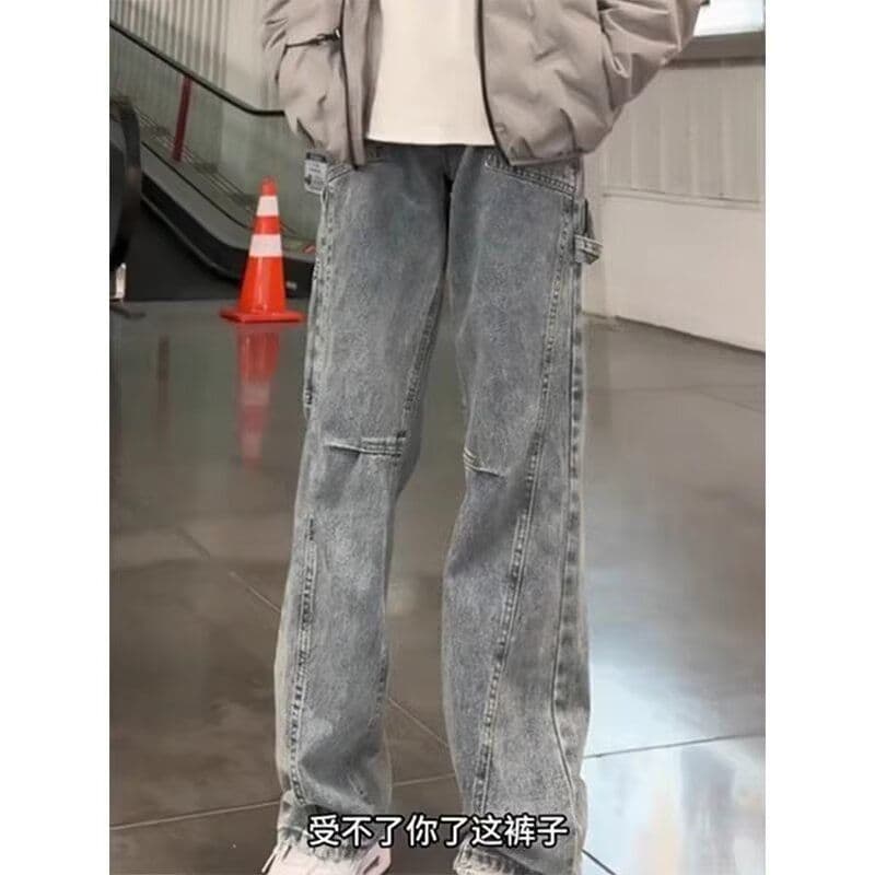 2026 아메리칸 경 사진 부츠컷 청바지 남성 봄 여름 슬림해 보이는 바지 스트랩 디자인 센스 모통이 칼 워크웨어 팬츠 이미지 4