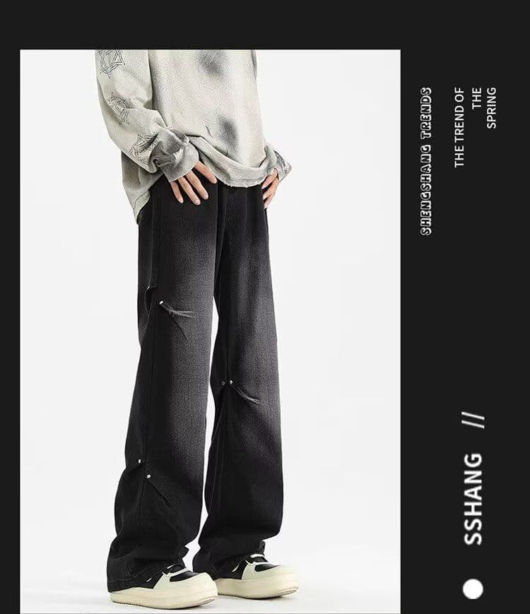 패션 넓은 다리 청바지 남자 여름 루즈핏 스트레이트 2026 년 새로운 높음 거리 여름 얇은 스타일 워크웨어 긴 바지 상세 이미지 15