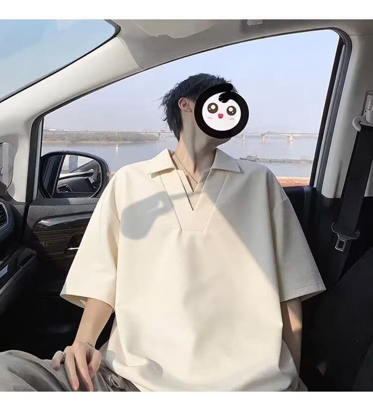 2026 새로운 여름 캐주얼 단색 하프 지퍼 POLO 셔츠 남자 미니멀리즘 5 점 반팔 상세 이미지 5