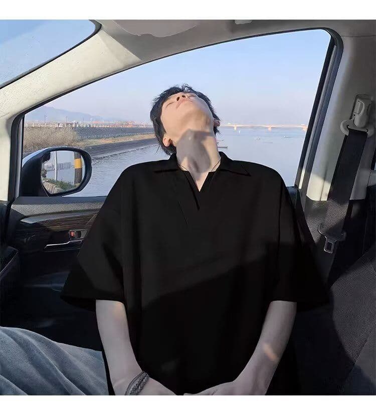 2026 새로운 여름 캐주얼 단색 하프 지퍼 POLO 셔츠 남자 미니멀리즘 5 점 반팔 상세 이미지 10