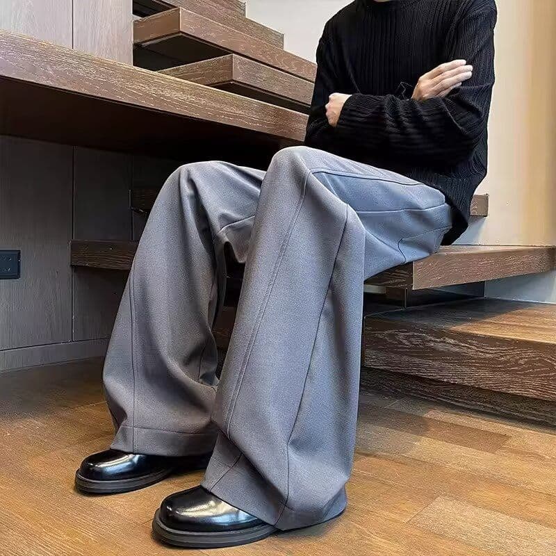 봄 여름 클래식 일본식 오래된 돈 바람 정장 긴 바지 2026 새로운 루즈핏 와이드 레그 팬츠 cleanfit 남성 슬랙스 이미지 3